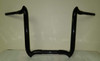 Santee 1-1/2" Fat 16" Rise Crooked Handlebar Gloss Black Chrome Fit For Harley Touring FL 3.5" Knurl