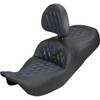 Saddlemen #808-07B-206B1 - Roadsofa™ Carbon Fiber Seat - Lattice - Blue Stitch - With Backrest - FLH/FLT '08-'25