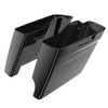 Advanblack Vivid Black with Medium Silver Pinstripe Single Cutout Stretched Extended Saddlebag Bottoms for 2014+ Harley Davidson Touring