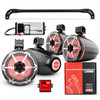 DS18 JL-TUBESOFTPKGRD - JL-TUBESOFT 4x 8" Marine Towers Speakers with RGB LED Lights, 4-Channel Marine Amplifier and AMPKIT for JLU Soft Top