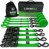 Rhino USA HDKIT-4PK-GRN Rhino USA Heavy Duty Ratchet Tie-Down 4-Pack (Green) 1.6In X 8Ft