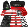 Rhino USA HDKIT-4PK-RED Rhino USA Heavy Duty Ratchet Tie-Down 4-Pack (Red) 1.6In X 8Ft