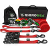 Rhino USA HDKIT-2PK-RED Rhino USA Heavy Duty Ratchet Tie-Downs 2-Pack (Red) 1.6In X 8Ft