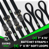 Rhino USA GMG-R1-4PACK Rhino USA Medium Duty Ratchet Strap Tie-Down 4-Pack (Black)
