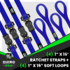 Rhino USA RCHT-4PACK-BLU Rhino USA Medium Duty Ratchet Strap Tie-Down 4-Pack (Blue)