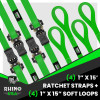 Rhino USA RCHT-4PACK-GRN Rhino USA Medium Duty Ratchet Strap Tie-Down 4-Pack (Green)