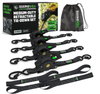 Rhino USA TD-RSRE1X10-BLK-R Rhino USA Retractable Ratchet Straps (4Pk 1Inx10Ft) (Black)