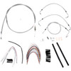 Burly Brand #B30-1092 - Complete Stainless Braided Handlebar Cable/Brake Line Kit - 16" Ape Hangers - '08-'13 Touring