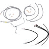 Burly Brand #B30-1239 - Complete Stainless Braided Handlebar Cable/Brake Line Kit - 15" Ape Hangers - '17-'20 FLH