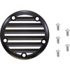 Joker Machine #02-99TC - Points Cover - Finned - 5 Hole - Black Anodized/Silver