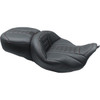 Mustang #79006AB - One-Piece Deluxe Touring Seat - Black w/ American Beauty Red Stitching - FL '08-'25