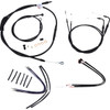 Burly Brand #B30-1125 - Complete Black Vinyl Handlebar Cable/Line Kit for Ape Hangers - 16" - ABS - '11-'15 Softail