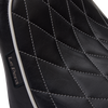 Le Pera #LYX-007DMWTP - Bare Bones Solo Seat - Diamond Stitch w/ White Stitching/Piping - Black - Softail '18-'23