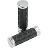 Drag Specialties - Custom Rubber Grips - Hotop - TBW - Chrome/Rubber