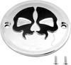 Drag Specialties Points Cover - Chrome - Black Skull - 2 Hole
