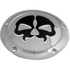Drag Specialties - Derby Cover - Split Skull - 5 Hole - Chrome w/Black Skull - '15-'25 Harley-Davidson