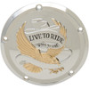 Drag Specialties - Derby Cover - Live to Ride - 5-Hole - Chrome w/Gold Eagle - '15-'25 Harley-Davidson