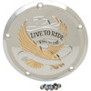 Drag Specialties - Derby Cover - Live to Ride - 5-Hole - Chrome w/Gold Eagle - '15-'25 Harley-Davidson