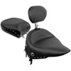Mustang #79104 - Wide Solo Seat - With Backrest - Black - Studded w/ Concho - Softail '84-'99