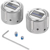 Figurati Designs #FD70-FAC-SS - Axle Nut Cover - Front - Stainless Steel - Blue Line Flag - Silver