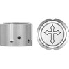 Figurati Designs #FD41-FAC-SS - Axle Nut Cover - Front - Stainless Steel - Cross - Silver
