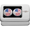 Figurati Designs #FD24-AFSKULL-SS - Swing Arm Covers - Red/White/Blue Flag Skull