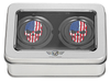 Figurati Designs Axle Nut Cover - Front - Stainless Steel - Red/White/Blue Flag Skull - Black (#FD25-FAC-BK)