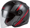 Gmax O1776325 - Of-77 Open-Face Reform Helmet Matte Black/Red/Silver Md