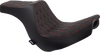 Drag Specialties #0802-1492 - Predator III Seat - Double Diamond - Black w/ Red Stitching - FL/FX '18-'22