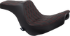 Drag Specialties #0802-1492 - Predator III Seat - Double Diamond - Black w/ Red Stitching - FL/FX '18-'22