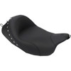 Mustang #79602 - Wide Solo Seat - With Backrest - Black - Studded w/ Concho - FLH/FLT '08-'25