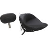 Mustang #79532 - Wide Solo Seat - With Backrest - Black - Studded w/ Concho - Softail '06-'17