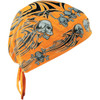 ZAN Headgear #Z669 - Flydanna® Head Wrap - Orange Tribal Skull