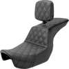 Saddlemen Tour Step-Up Seat - Rider Backrest - Full Lattice Stitch - Dyna '06-'17