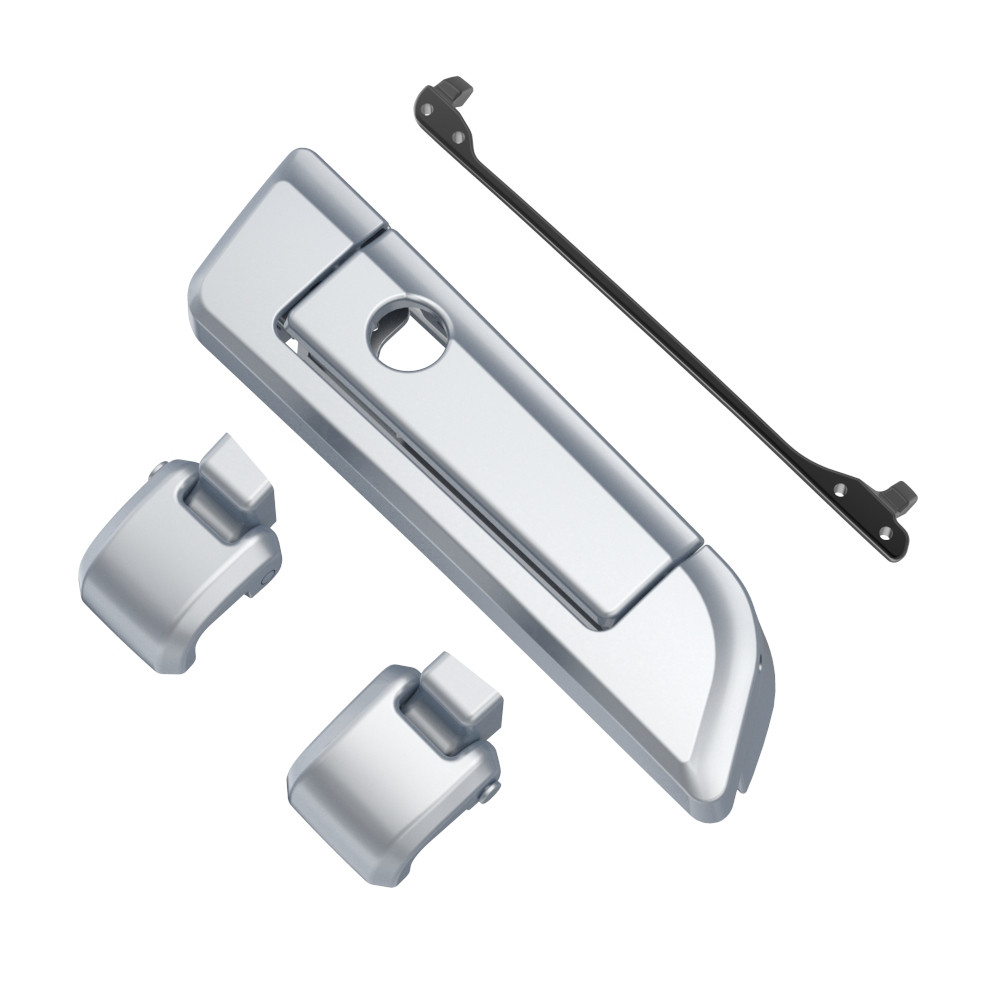 Barracuda Silver Hinges & Latch kit  For Harley Razor Chopped King Tour Pak