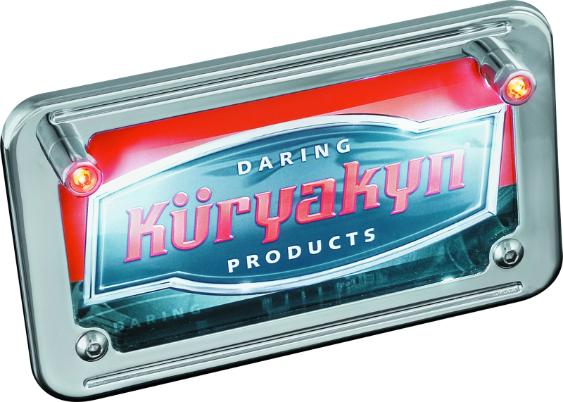 Kuryakyn #9398 - LED License Plate Light With Red Accent Light Universal Chrome