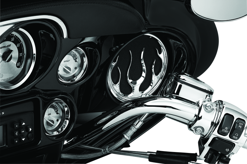 Kuryakyn #3788 - Flame Speaker Grills Chrome