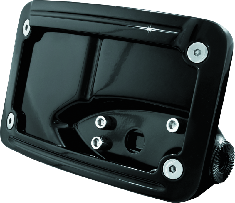 Kuryakyn #3125 - Curved Horizontal Mount Side License Plate Holder Gloss Black