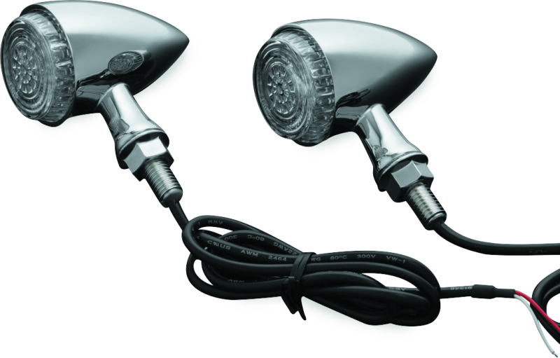 Kuryakyn #2507 - Torpedo Indicator LED Amber/Red Lights Rear Run-Turn-Brake Chrome