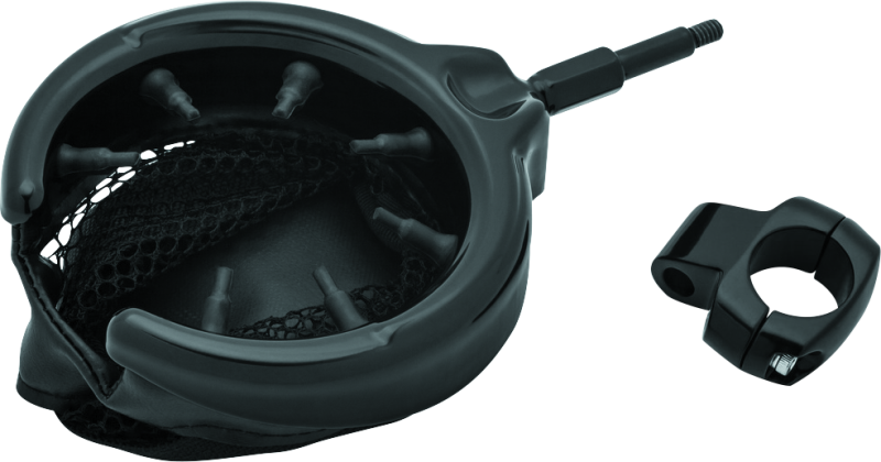 Kuryakyn #1729 - Drink Holder with Mesh Basket 1 inch Clamp Gloss Black