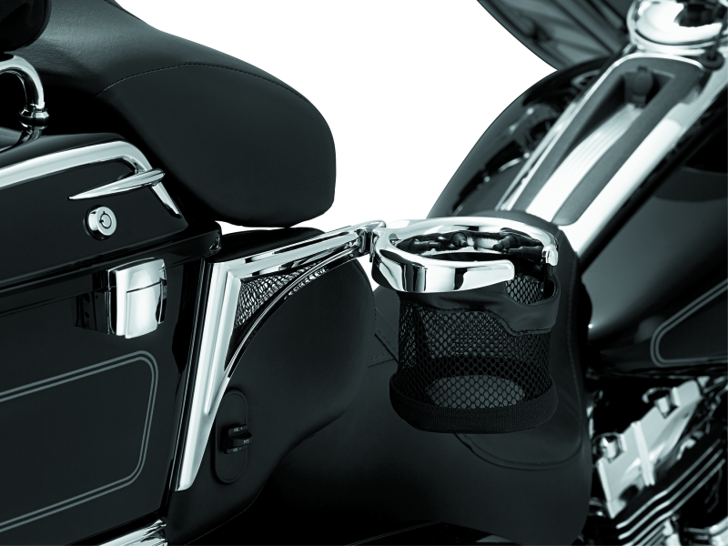 Kuryakyn #1482 - Passenger Drink Holder With Basket 98-13 Touring Right Side Chrome