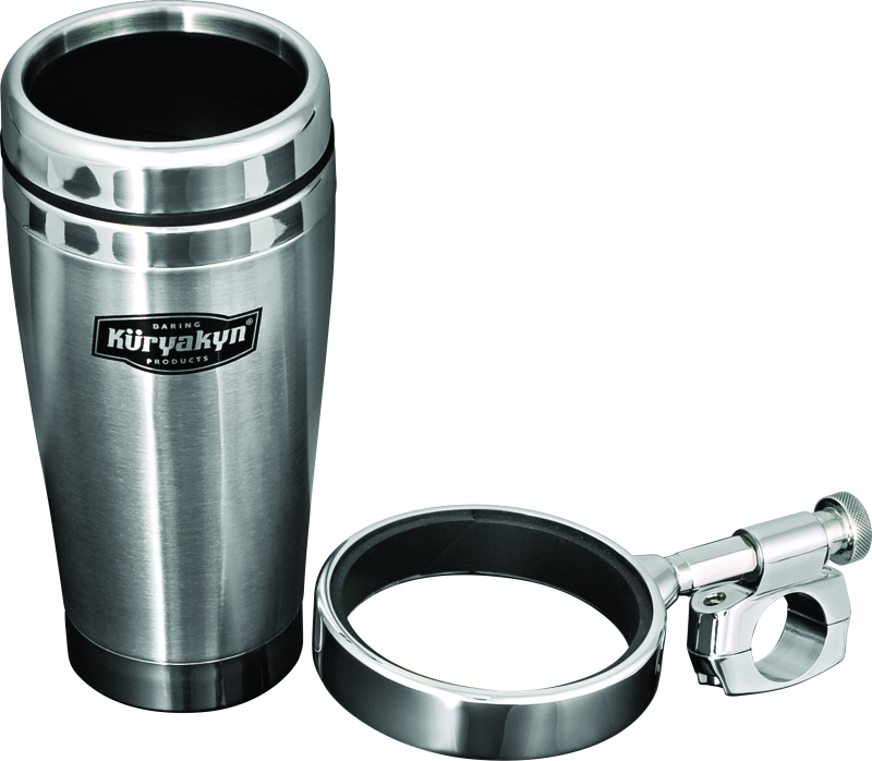 Kuryakyn #1464 - Drink Holder With Stainless Steel Mug 1 inch Bar Clamp Chrome