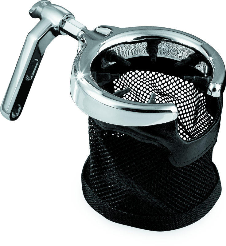 Kuryakyn #1462 - Drink Holder Mesh Basket with Perch Mount Universal Chrome