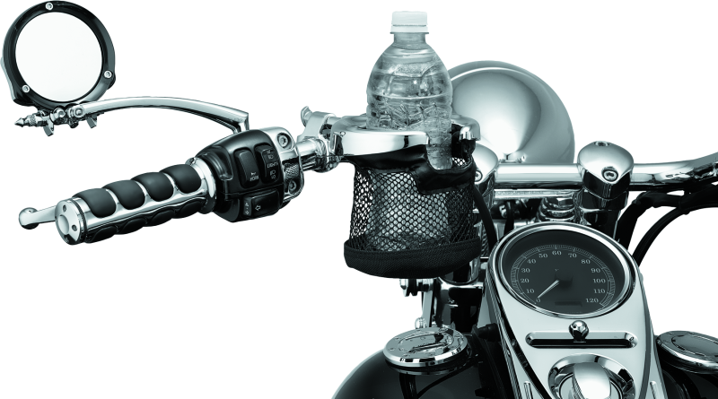 Kuryakyn #1422 - Drink Holder with Mesh Basket 1 inch Clamp Chrome