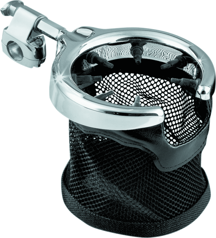 Kuryakyn #1484 - Universal Passenger Drink Holder With Basket Black/Chrome