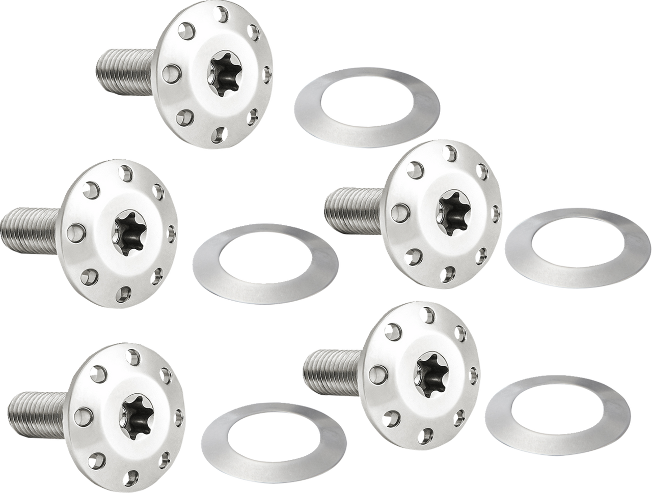 Arlen Ness #300-906 Bolt Kit - Holeshot/Front/Floating/Brake Rotor - Spoke Mount - Polished - 5 Pack