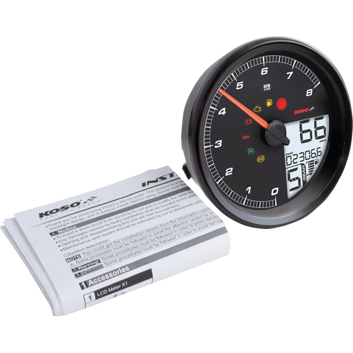 Koso North America #BA072110 - HD-05 Multifunction Meter - Black