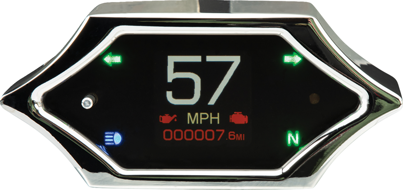 Dakota Digital MLX-5200 - Handle Bar Mount Speedometer - With Signals - Spiked - Chrome