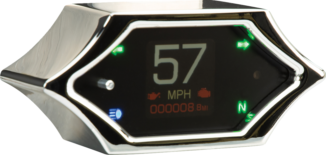 Dakota Digital MLX-5200 - Handle Bar Mount Speedometer - With Signals - Spiked - Chrome