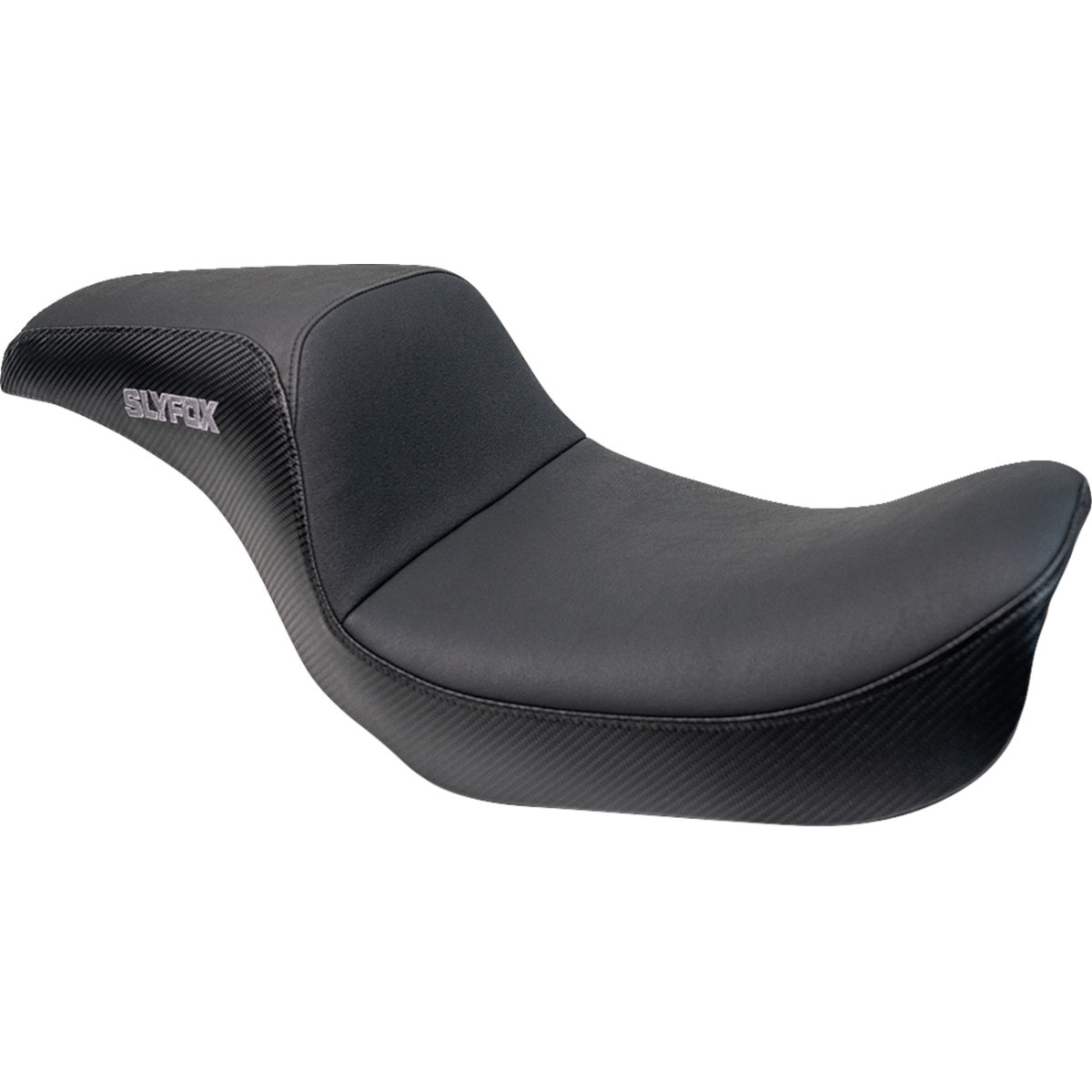 Slyfox #4883B-slyfox - Drifter Seat - Gray Logo - Black Vinyl w/ Slipstop - Carbon Fiber - Dyna '96-'03
